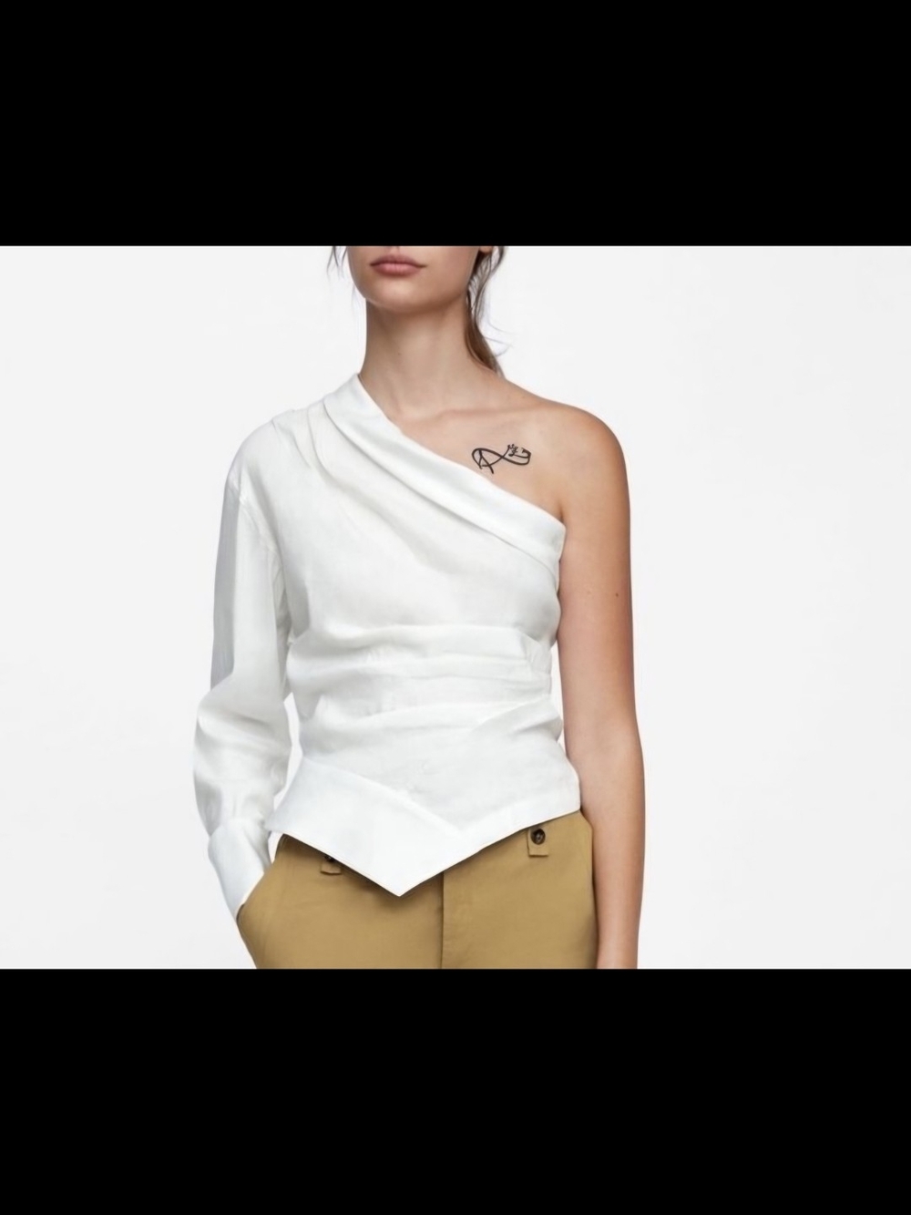 Zara White Off-Shoulder Crop Top